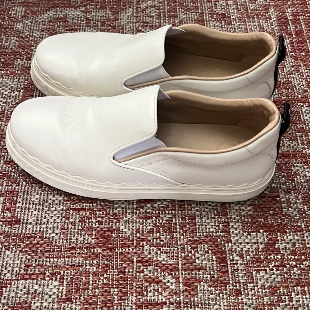 Chloe White Slip-On Sneakers - Picture 3 of 9